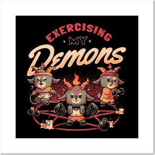 Exercising My Demons - Cute Evil Dark Funny Baphomet Gift Posters and Art